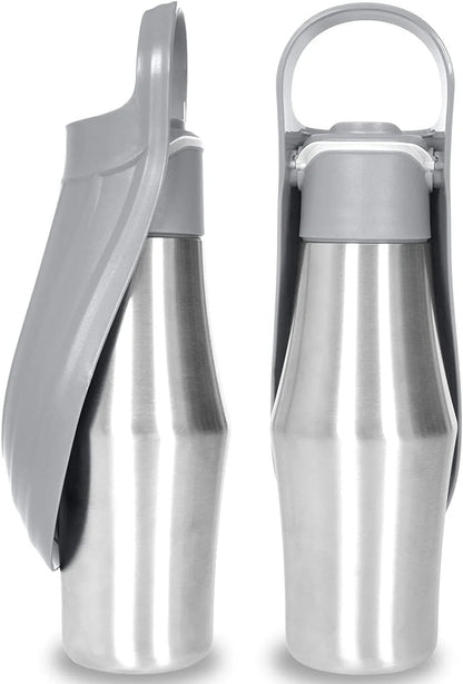 Portable dog water bottle with soft silicone leaf design for outdoor hydration