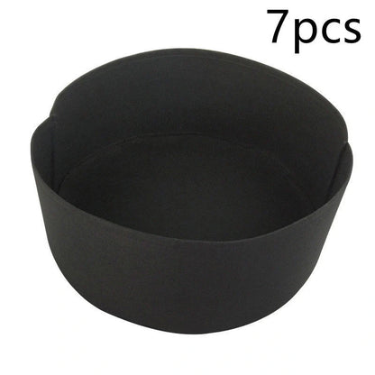 Round black and green fabric grow bags for garden plants with automatic drainage