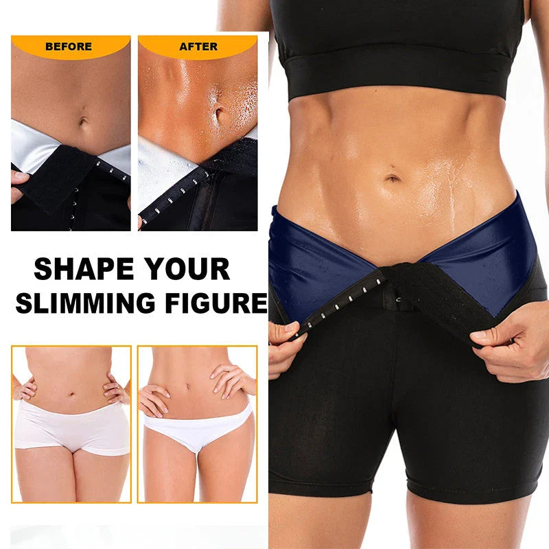 Premium slimming shapewear leggings in silver and blue colors, designed to provide tummy control and a sculpted silhouette.