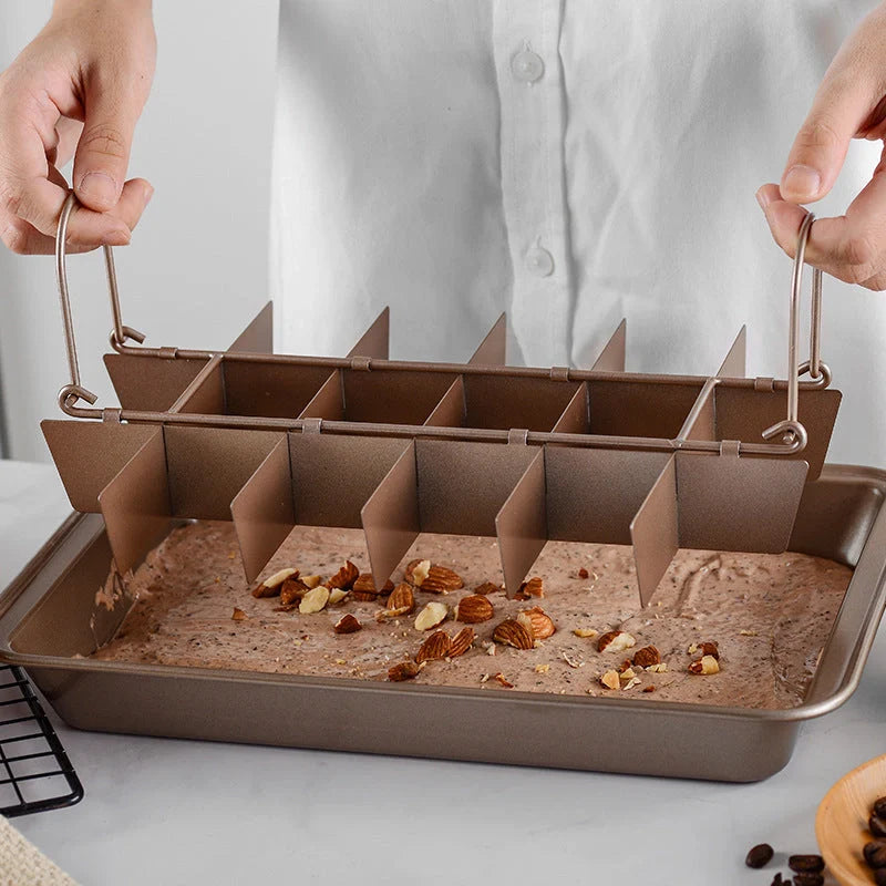 Stainless steel square brownie pan with detachable design for home baking