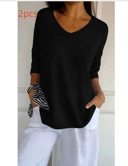 Stylish long-sleeve jumper in various colours with a slimming V-neckline design for a flattering silhouette
