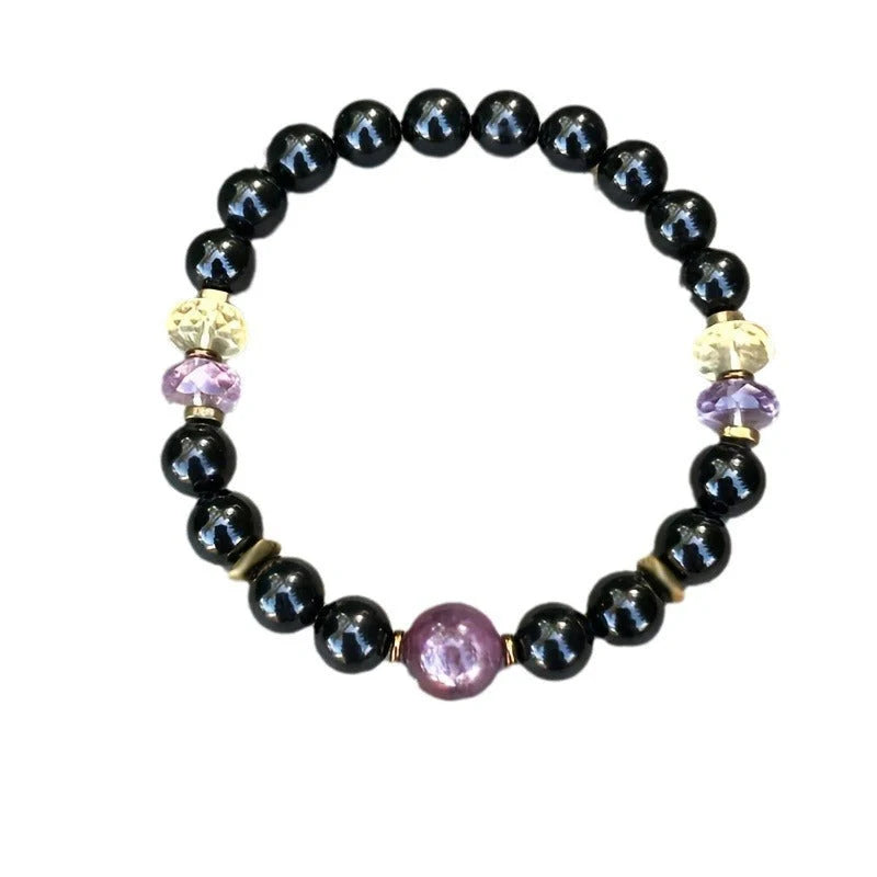 Elegant obsidian beaded bracelet for women, versatile and stylish accessory