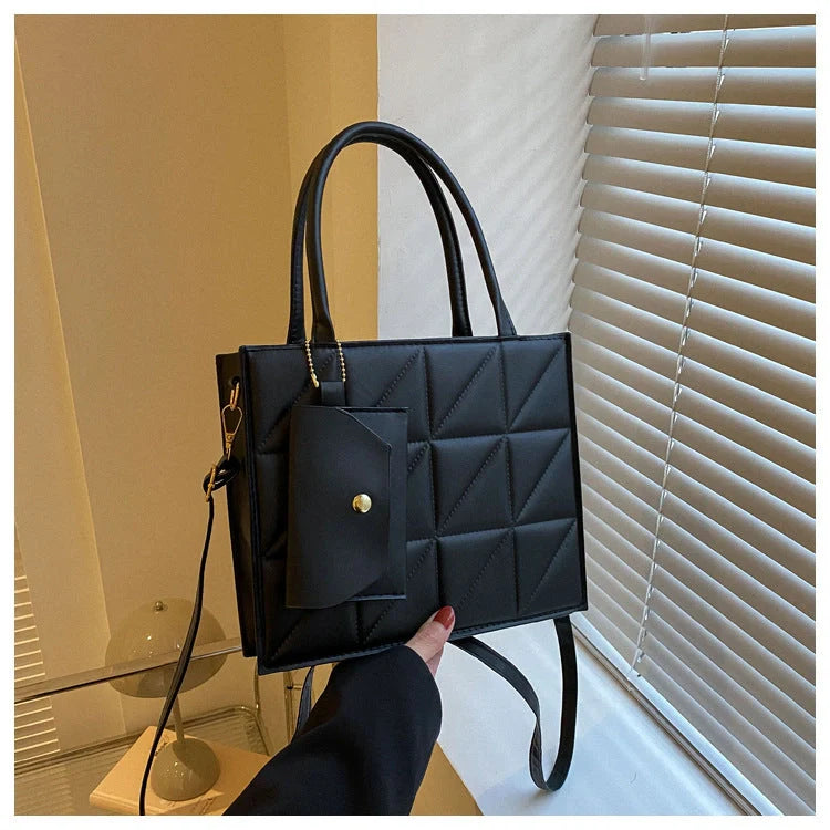 Chic plaid shoulder bag with wallet for women, available in black, white, blue, and green
