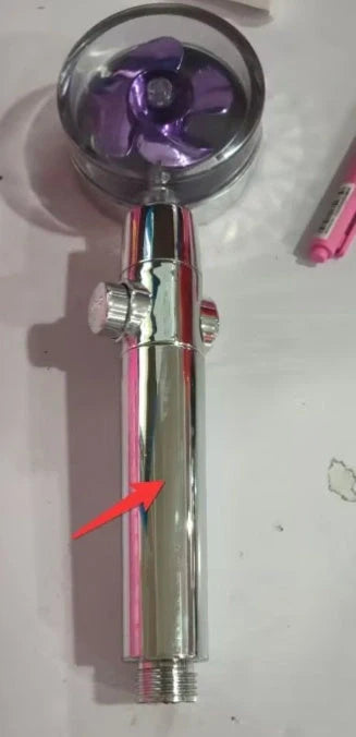 Turbo Propeller Shower Head in various colours with 360-degree fan extension