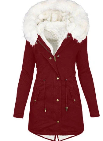 Women's lightweight padded jacket with white collar in various colours