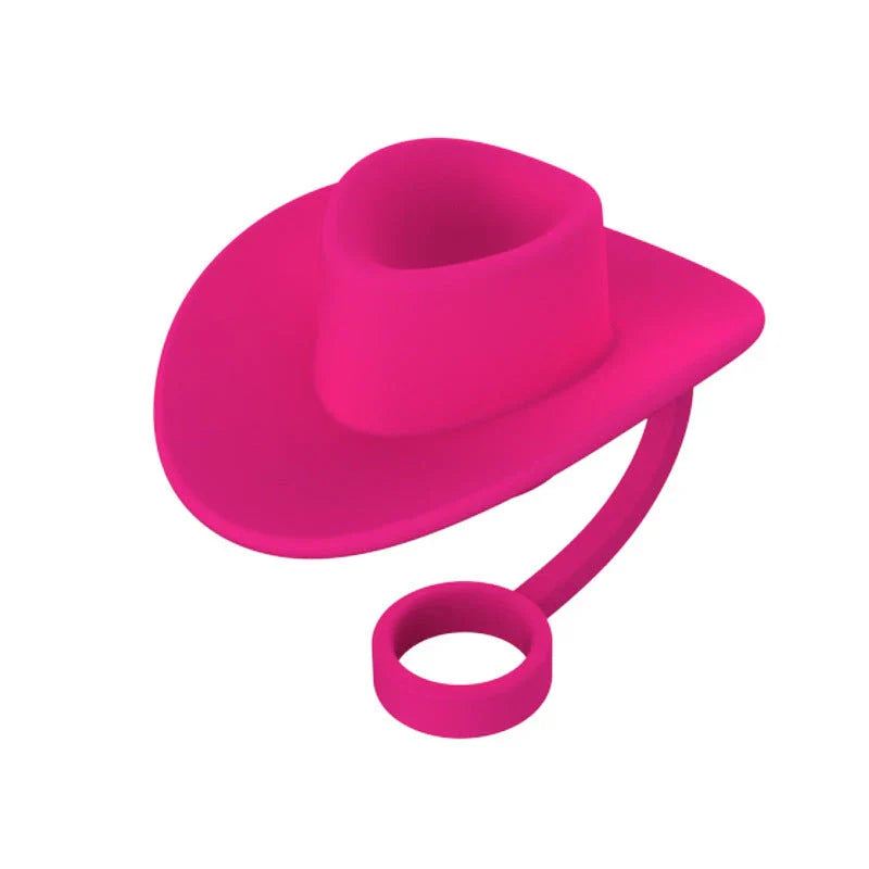 Premium straw covers in charming cowboy hat design, made of food-grade silicone for durable and reusable protection of your drinks