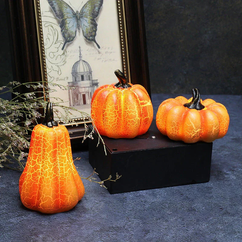 Enchanting Halloween Pumpkin Lantern with vivid pumpkin texture and warm LED lighting