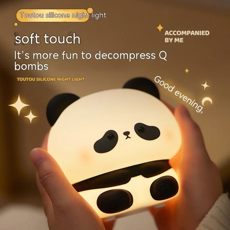 Adorable USB rechargeable panda LED night light with touch control and adjustable colours