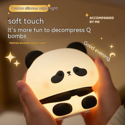Adorable USB rechargeable panda LED night light with touch control and adjustable colours