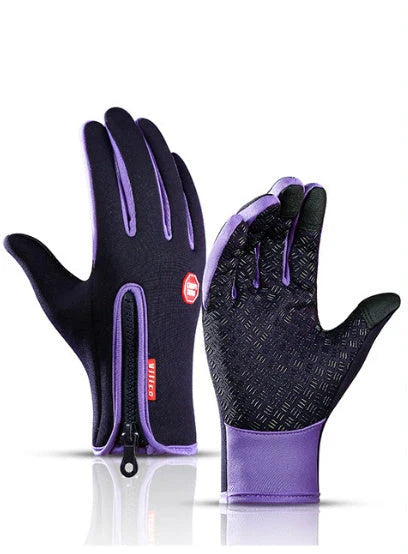 Warm, touchscreen-friendly motorcycle riding gloves made with cozy polar fleece lining for superior insulation and grip