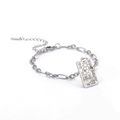 12 Tarot Card Series Fashion Trend Long Oval Link Chain Bracelet in gold and silver finishes