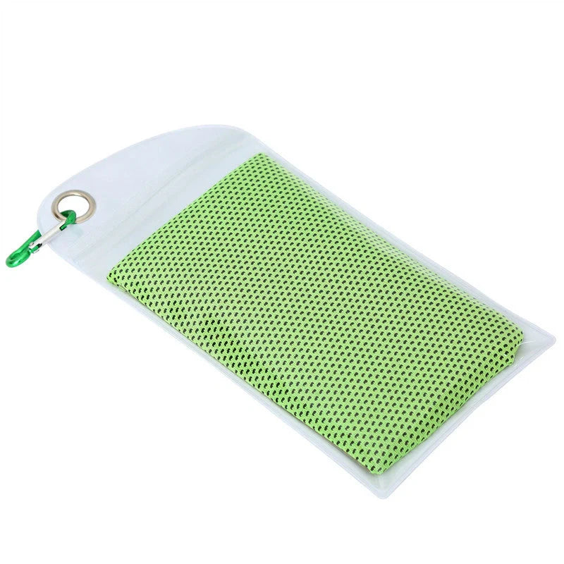 Mountaineering Cooling Towel in various vibrant colours, designed for outdoor activities and heat relief
