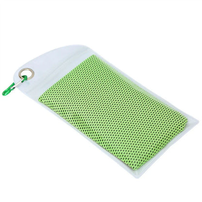 Mountaineering Cooling Towel in various vibrant colours, designed for outdoor activities and heat relief