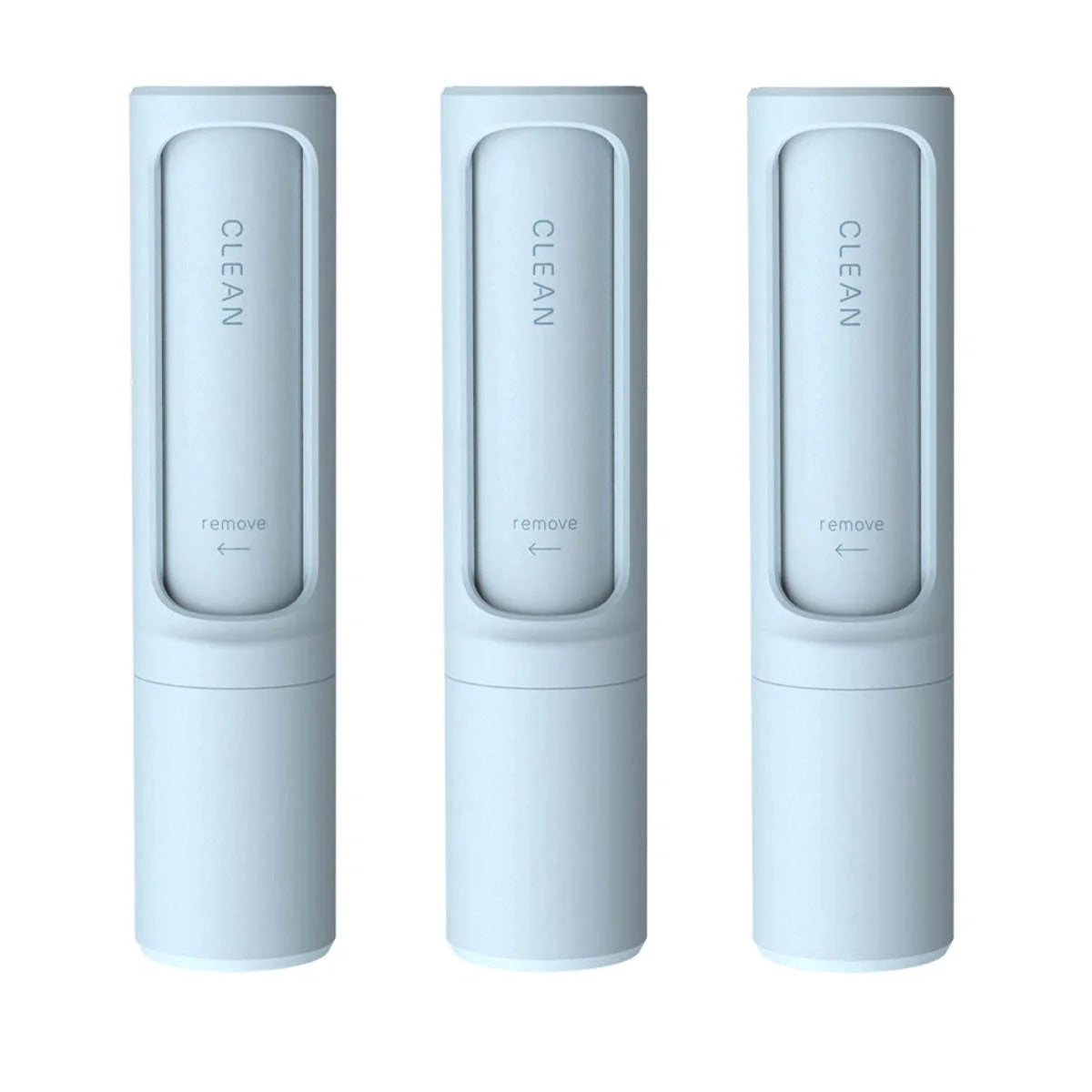 Rotating cylinder electrostatic pet hair remover brush in white, blue, green, and pink