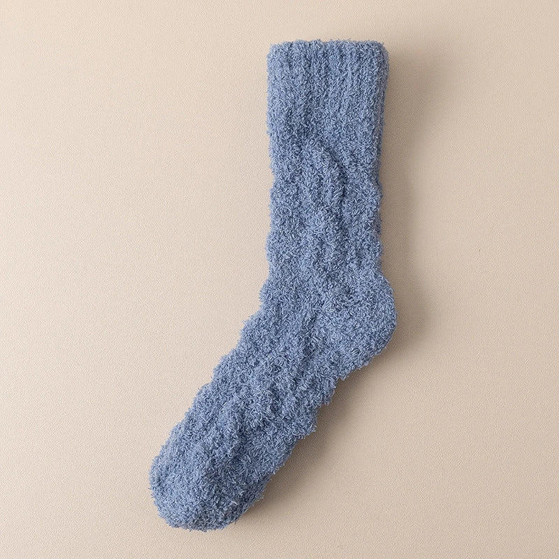 Plush velvet fleece socks in a variety of warm and cosy colours