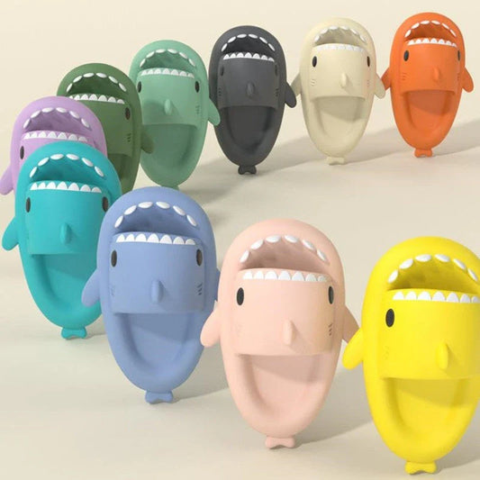 Cozy shark-themed slippers made of plush EVA material for indoor and outdoor wear with customized support