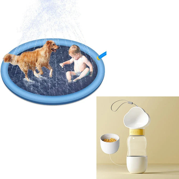 Refreshing splash pad for kids and pets, backyard water play mat with sprinklers