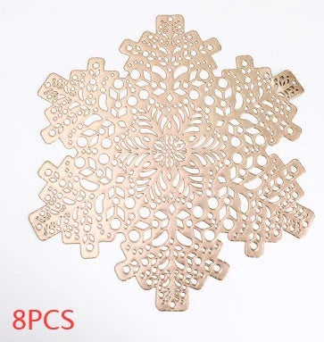 Elegant snowflake placemats made of premium PVC with heat and scald resistance for safe and stylish dining
