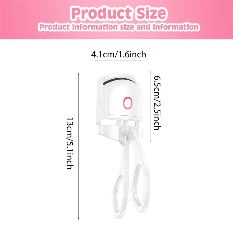 Rechargeable heated eyelash curler with temperature control, perfect for curling and defining lashes