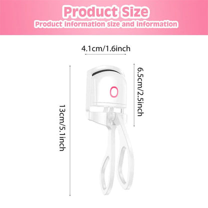 Rechargeable heated eyelash curler with temperature control, perfect for curling and defining lashes