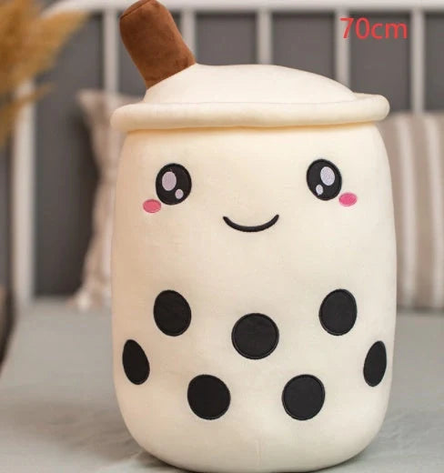 Strawberry Milk Tea Plush Boba Toy Pillow in various colours and sizes