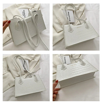 Stylish PU small square shoulder bag in crocodile pattern for spring and summer