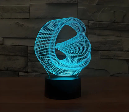 3D Visual LED Night Lights creating an optical illusion of a 3D hologram with colour-changing capabilities
