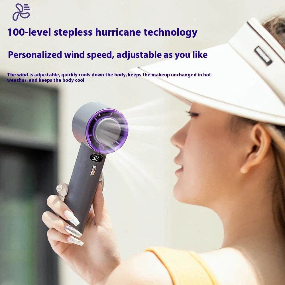 Powerful handheld cooling fan with adjustable wind speeds, long-lasting 3000mAh battery, and semiconductor refrigeration technology