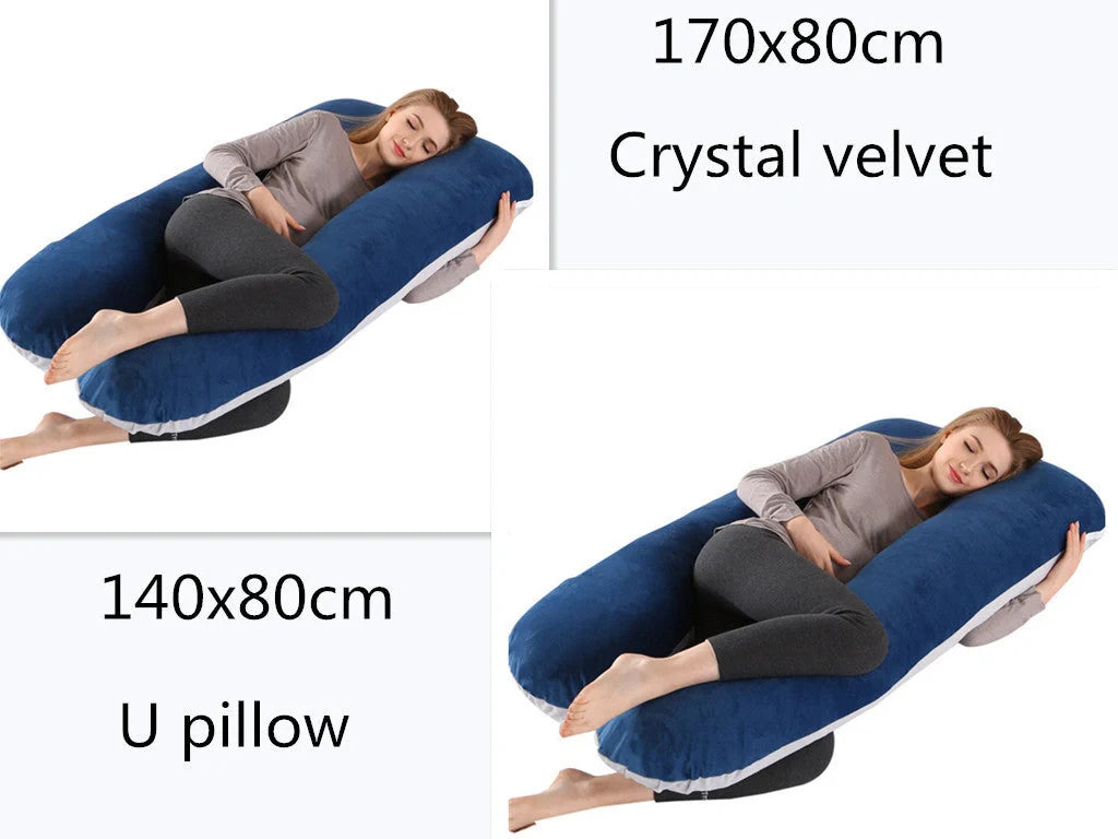 Premium U-shaped pregnancy pillow with soft cotton casing and polyester fiber filling for exceptional comfort and support