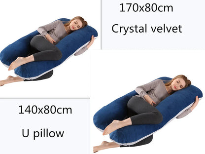 Premium U-shaped pregnancy pillow with soft cotton casing and polyester fiber filling for exceptional comfort and support