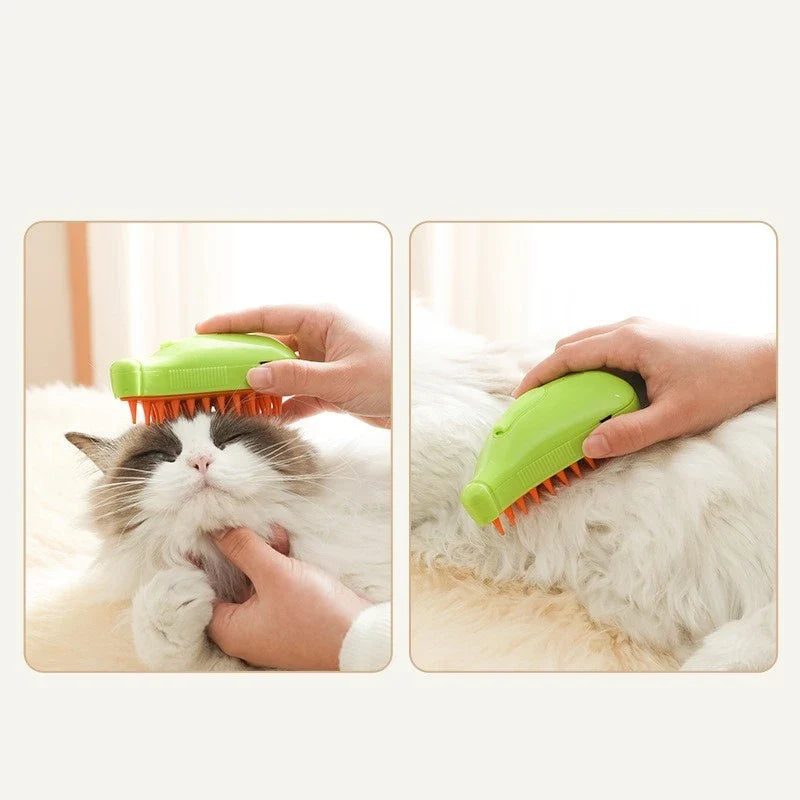 3-in-1 Pet Grooming Brush with Steamy Massage, Effective Hair Removal, and Relaxing Grooming Experience for Cats and Dogs