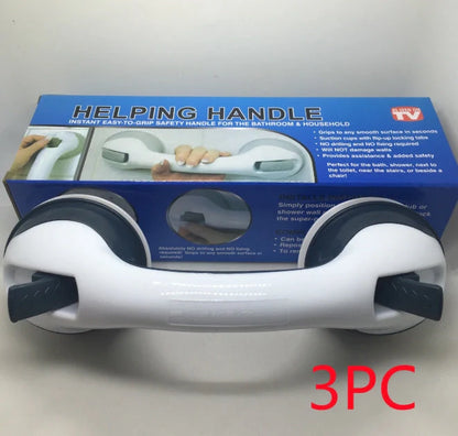 Durable ABS plastic bathroom handrail with suction cups for anti-skid safety support