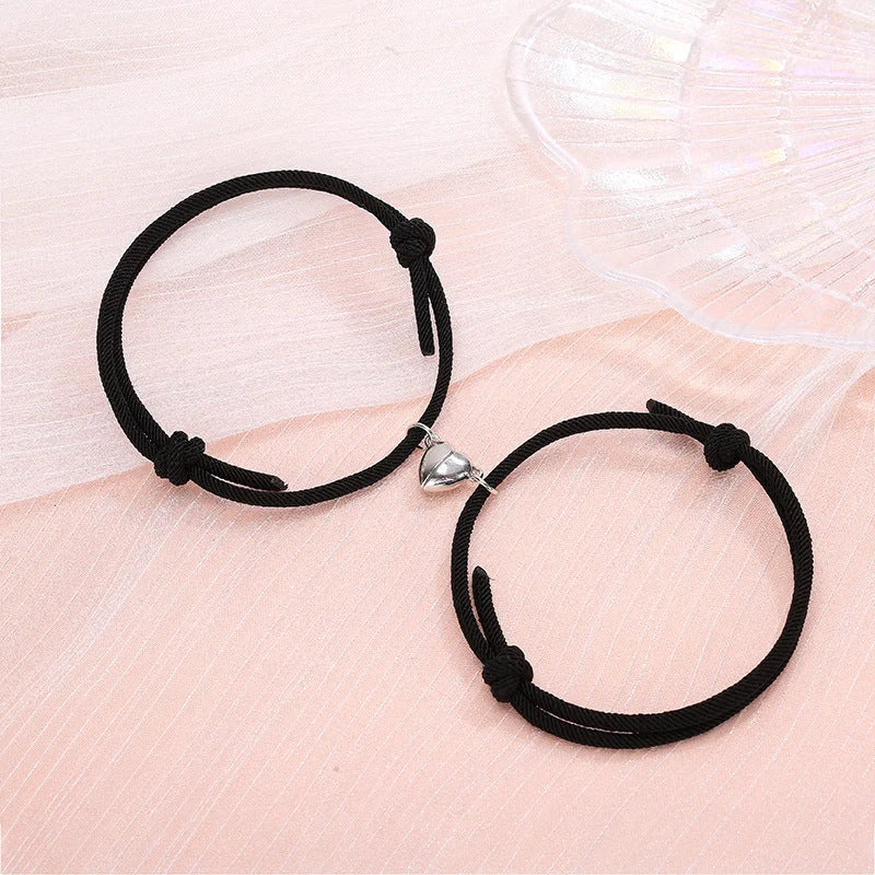 Stylish magnetic couple bracelets with heart design in various colors