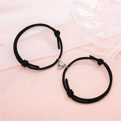 Stylish magnetic couple bracelets with heart design in various colors