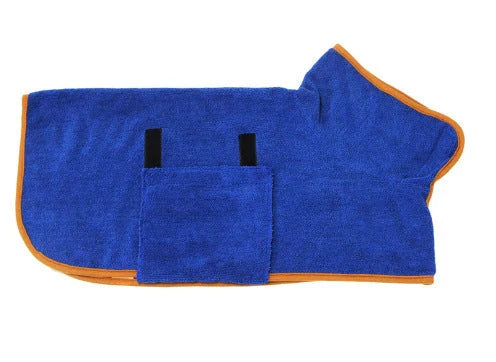 Premium microfiber pet drying bathrobe with adjustable strap and soft lining for superior comfort and absorbency