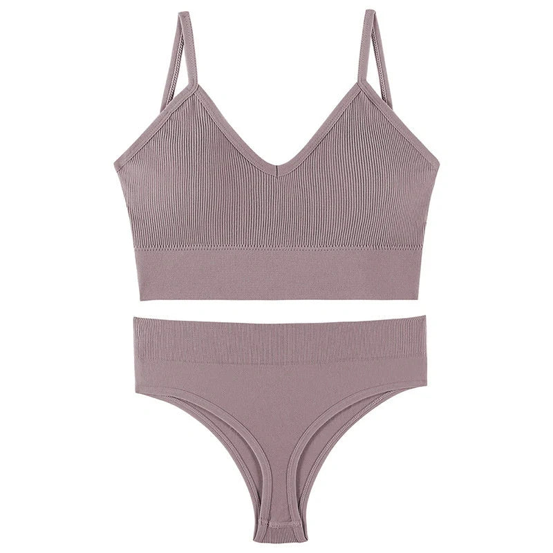 Wireless French triangle cup bra set for small chest push-up in various colours