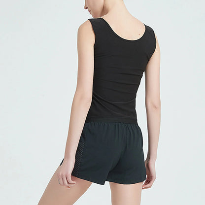 Stylish women's zip vest shapewear sweatshirt in black, perfect for layering or wearing solo.