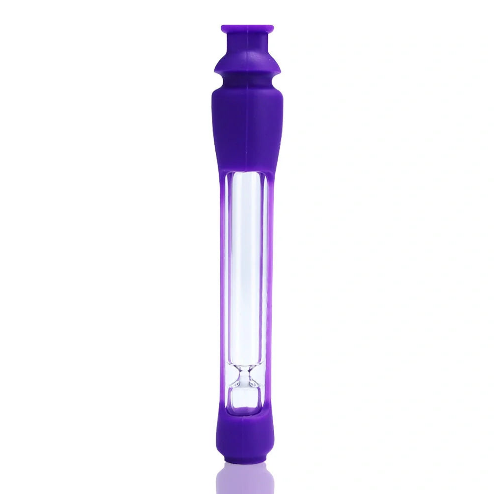 Modern portable glass pipe in various colours, compact and lightweight design