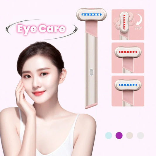 Rejuvenating eye massager with microcurrent, red light therapy, and vibration for youthful, radiant skin