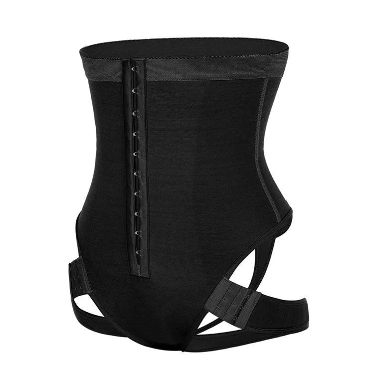 Seamless butt lifter control panties in black and skin tone, high-waist design for shaping and support