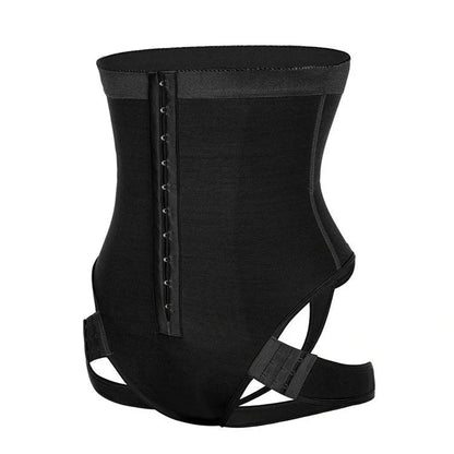 Seamless butt lifter control panties in black and skin tone, high-waist design for shaping and support