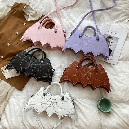 Halloween-inspired Spider Web Messenger Bag with intricate embroidery details, made of high-quality PU leather with adjustable strap