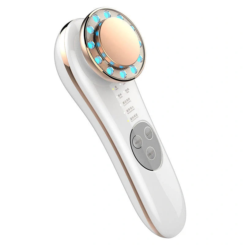 7-in-1 Facial Massager with ion charge and light therapy for deep skin cleansing and anti-aging