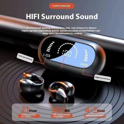 Bluetooth 5.2 bone conduction headphones in white and black with HIFI sound