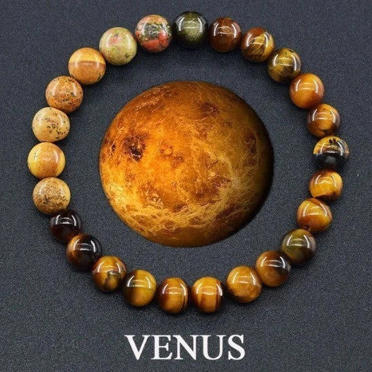 Matte 10mm stone beads couples bracelet in various planet-inspired colours