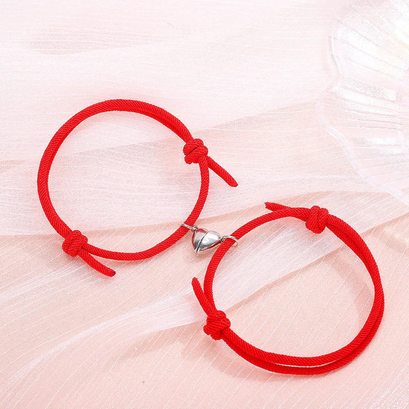 Stylish magnetic couple bracelets with heart design in various colors