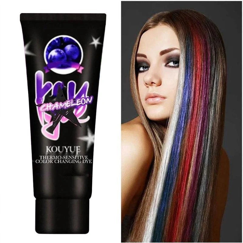 Professional thermochromic hair dye cream with colour change effect