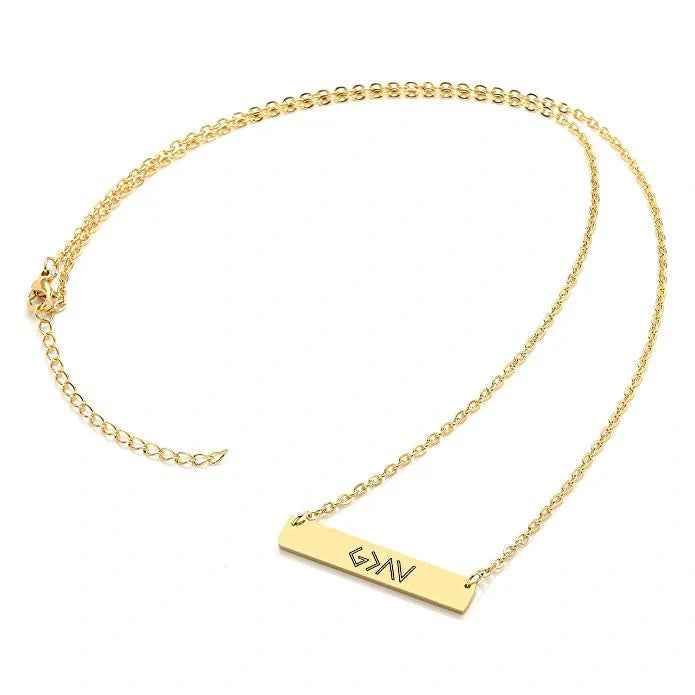 Elegant women's horizontal bar pendant necklace in gold and rose gold