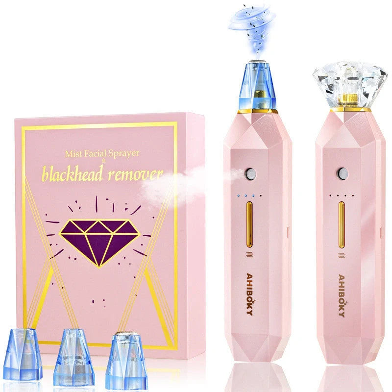 2-in-1 Blackhead Remover Vacuum Pore Cleaner with Oxygen Injection Moisturising in pink and sapphire blue