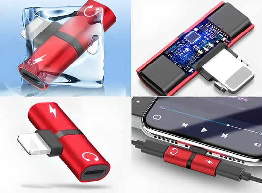 4-in-1 iPhone Lightning Adapter with multiple functions including music playback, charging, calling, and device control